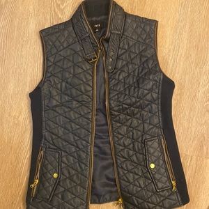 Fate navy quilted leather vest EUC